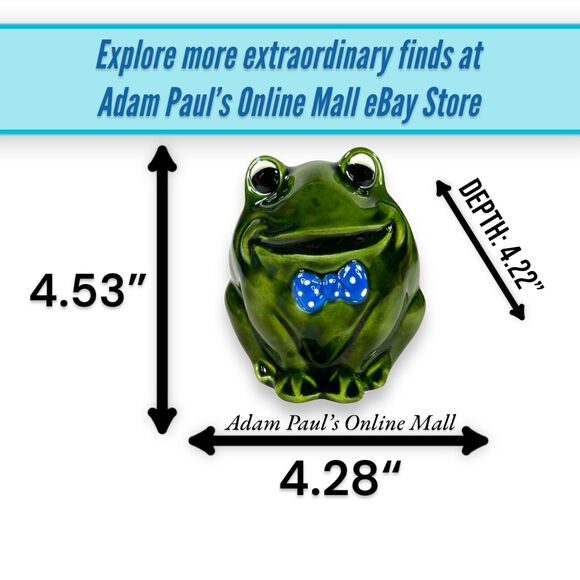 VTG Frog w Bowtie Ceramic Figurine Decor Anthropomorphic ARTIST SIGNED 4.5" EUC - Picture 3 of 16